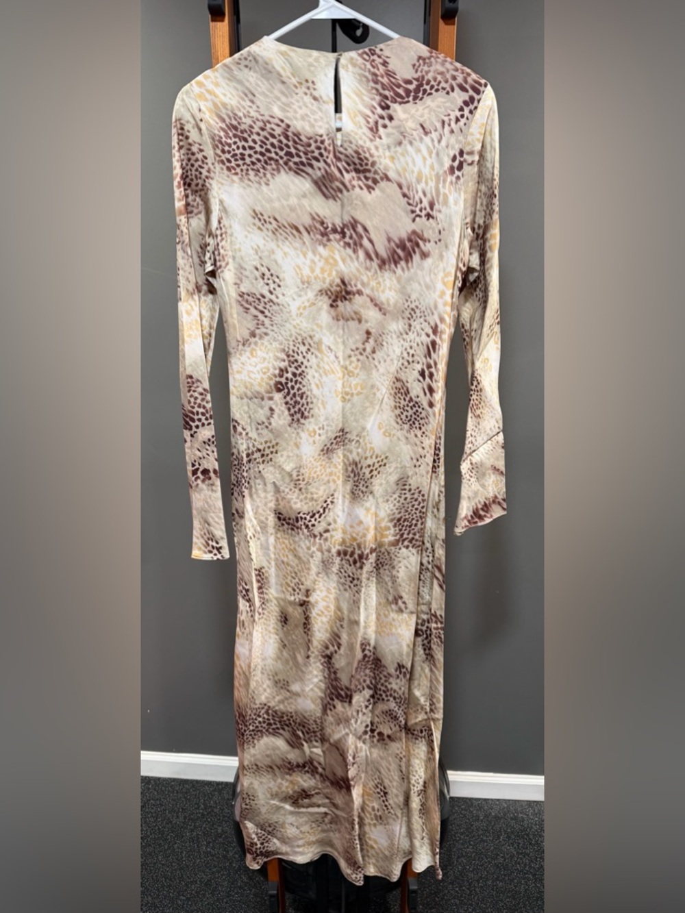 Lucy Paris Giovanna Bias Beige and Brown Snake-Print Maxi Dress - Picture 10 of 12